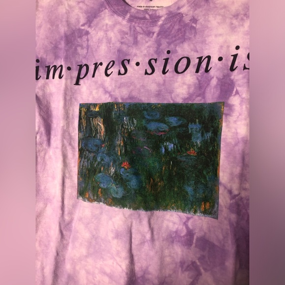NWT Knitswell Urban Outfitters Impressionism Water Lilies Purple Tie-Dye Tee - Picture 2 of 4